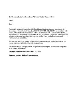 accommodation letter  student certify letter