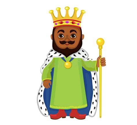 cartoon king holding  golden scepter stock vector illustration
