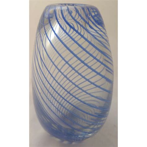 Murano Mid Century Glass Blue Swirl Vase Chairish