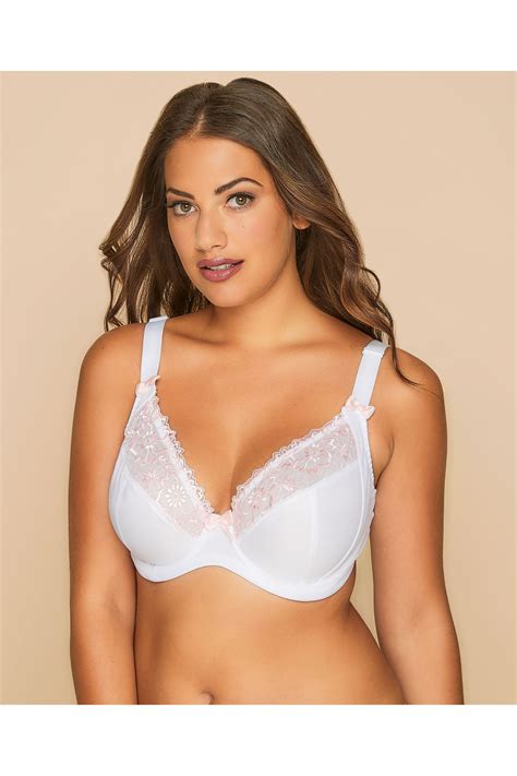 white and pale pink floral embrodiered underwired bra