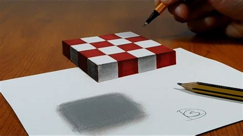 trick art  paper floating chess  drawings illusion drawings