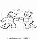 Dancing Alligator Clipart Cartoon Romantic Pair Thoman Cory Outlined Coloring Vector sketch template