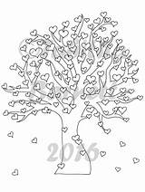 Tree Hearts Template Coloring sketch template