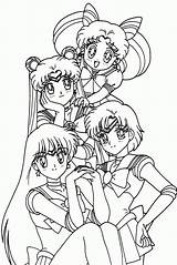 Coloring Pages Group Anime Moon Girls Sailor Getcolorings Getdrawings sketch template
