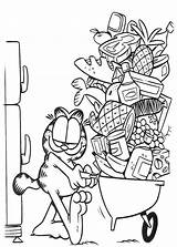 Garfield Coloring Food Freezer Taking Netart sketch template