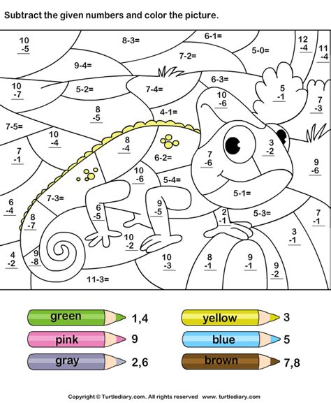 coloring pages color subtraction worksheet  math coloring worksheets