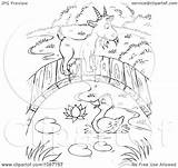 Bridge Coloring Outline Goat Duck Illustration Over Royalty Clip Bannykh Alex Clipart sketch template