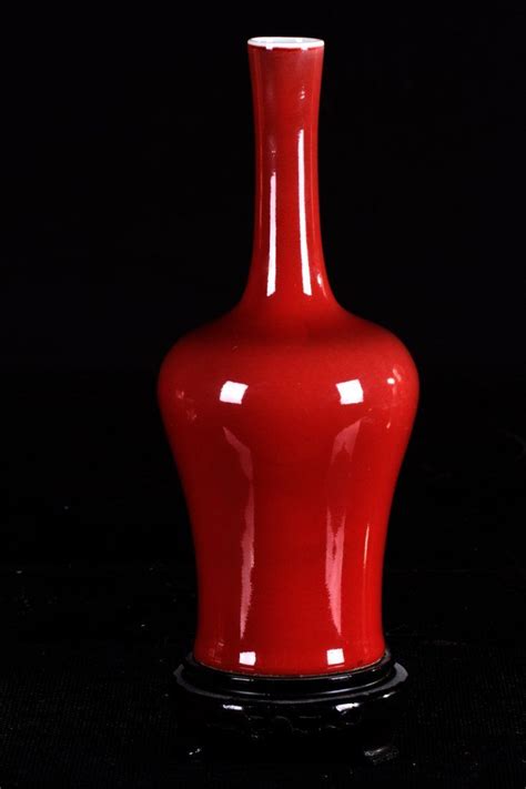 kang xi nian zhimarked red glazed vase chinese pottery chinese porcelain pottery