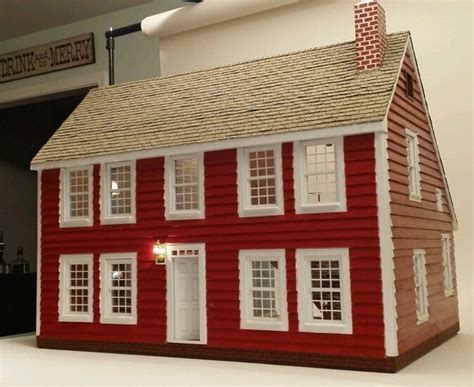 custom wood handcrafted  england saltbox colonial dollhouse welectric  doll house