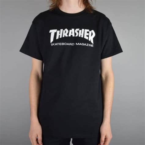 thrasher skate mag logo skate t shirt black skate clothing from native skate store uk