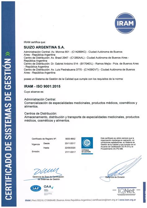 Nuevo Certificado Iso 9001 2015 – Suizo Argentina Sa