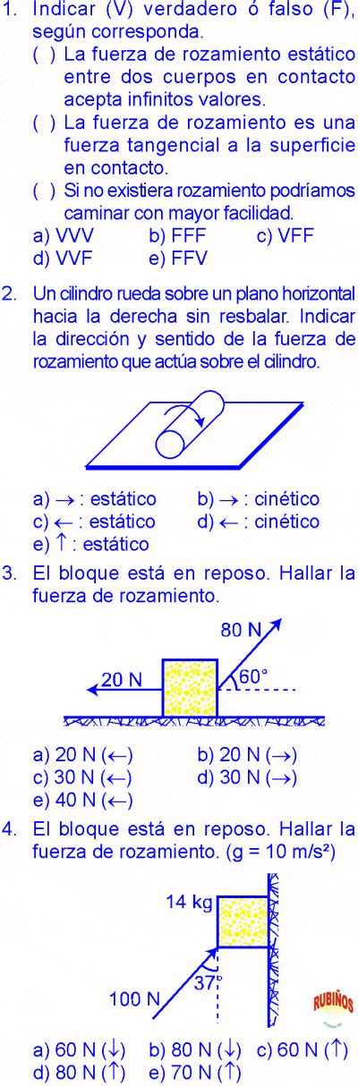 Rozamiento O FricciÓn MecÁnica Ejercicios Con Respuestas Pdf