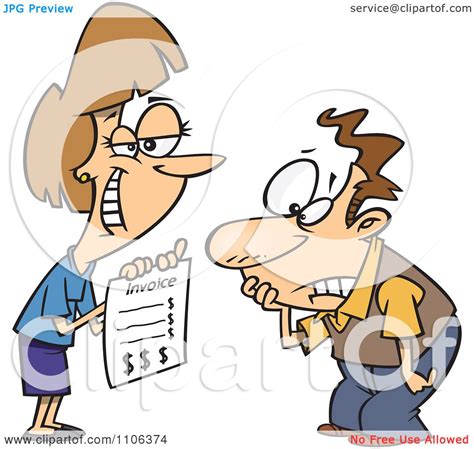 Clipart Grinning Woman Presenting Her Client With A