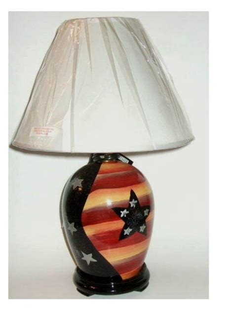Black Stars Stripes Patriotic Table Lamp And Shade
