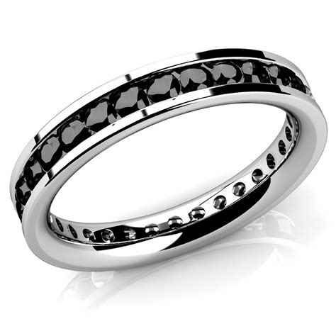 2 Carat Black Diamond Eternity Wedding Band Prong Set Ring