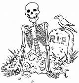 Coloring Skeleton Halloween Pages Colorings Rip Grave Do Ghost Printable Witch sketch template