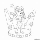 Singing Coloring Girl Drawing Outline Stage Song Singer Kids Clipart Stock Cartoon Vector Illustration Book Line Dreamstime Printable Getdrawings Thumbs sketch template