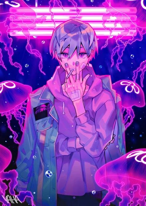 pin  darknessjoy cheshire  neon art cyberpunk anime anime art