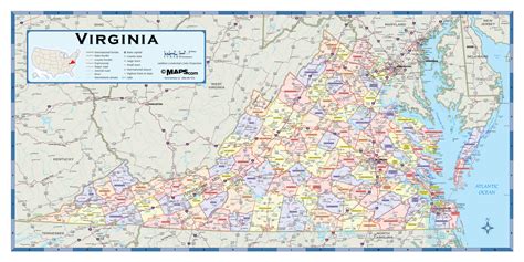 virginia counties wall map mapscomcom
