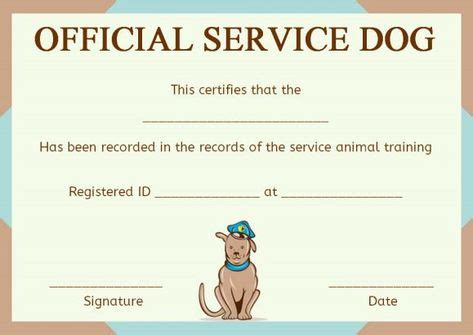 service dog certificate templates ideas certificate templates