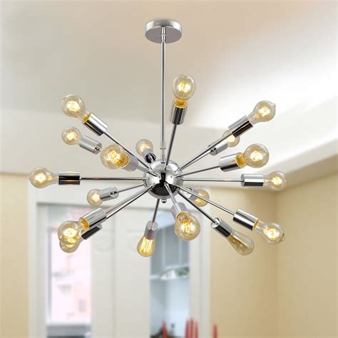 mid century modern  sputnik chandelier light fixture chrome