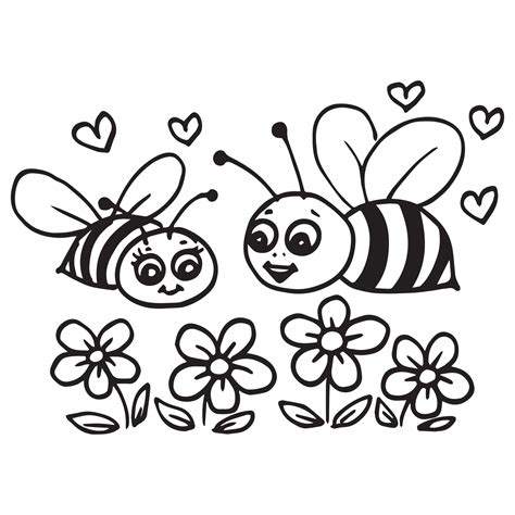 bee coloring page  kids vector illustration eps   vector