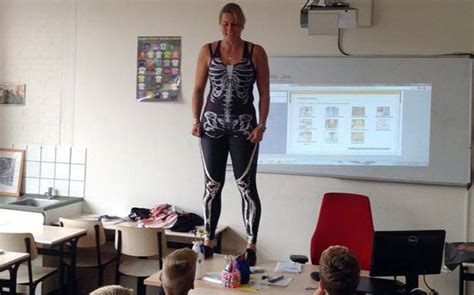 dutch teacher strips before her class to teach the