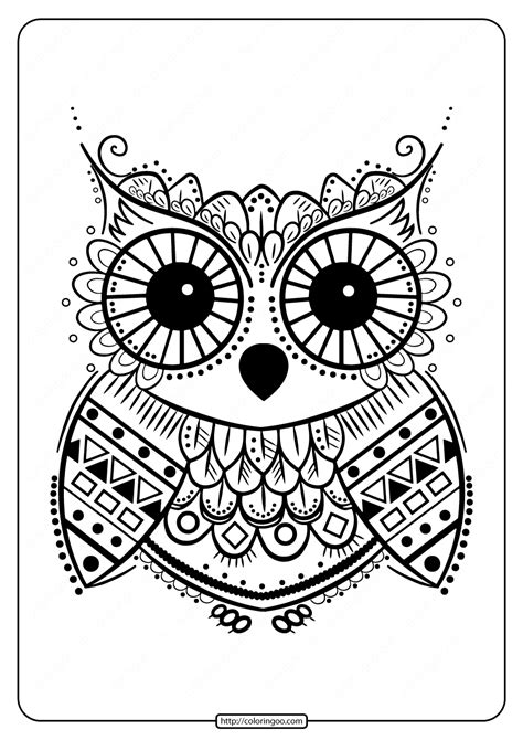 cute owl coloring pages  adults   suitable  kids