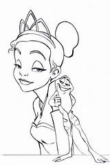 Frog Coloring Princess Pages Tiana Disney sketch template