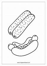 Coloring Food Hotdog Breads Pages Megaworkbook Fruit sketch template