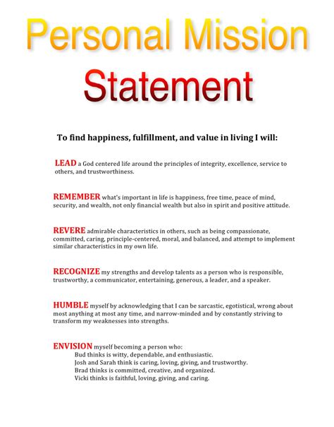 personal mission statement examples
