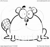 Beaver Scared Chubby Surprised Clipart Cartoon Coloring Outlined Vector Cory Thoman Royalty sketch template