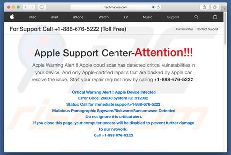 apple support center attention scam mac removal steps  macos cleanup updated