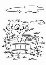 Coloring Dog Taking Shower Pages sketch template