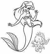 Flounder Coloring Ariel Cute Mermaid Little Pages Sixteen Fans Disney sketch template