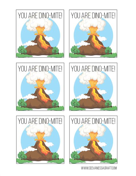 valentines day printable dinosaur cards  kids  vanessa craft