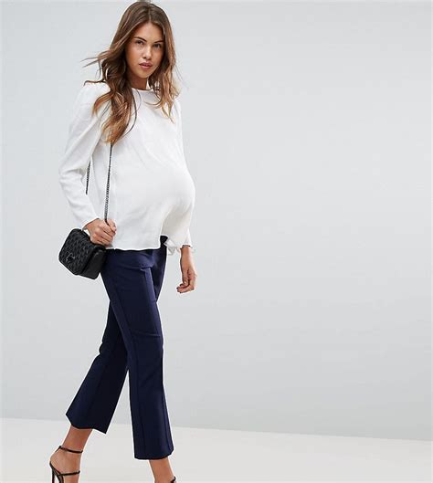 asos maternity tailored kick flare pants navy asos maternity