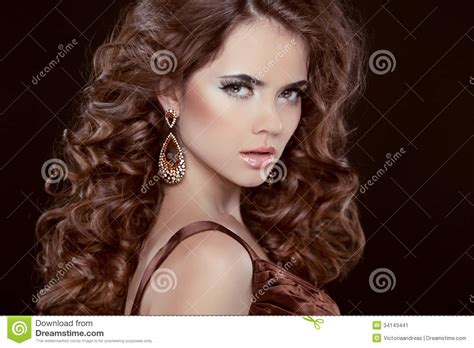 beauty portrait hairstyle brunette woman stock image image 34143441