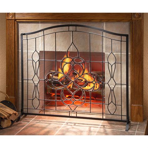 beveled leaded glass fireplace screen fireplace guide  linda