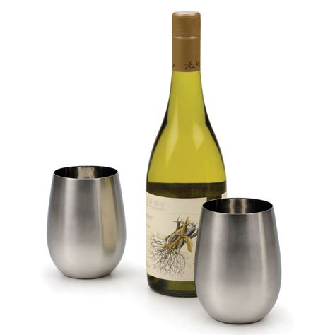 stemless stainless steel wine glasses  green head