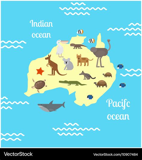 australia animals world map  children vector image