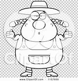 Plump Farmer Shrugging Female Outlined Coloring Clipart Vector Cartoon Thoman Cory sketch template