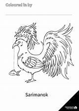 Sarimanok Colouring Cut sketch template