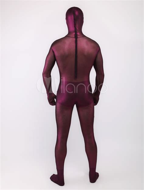 unisex purple shiny lycra silk zentai suit milanoocom