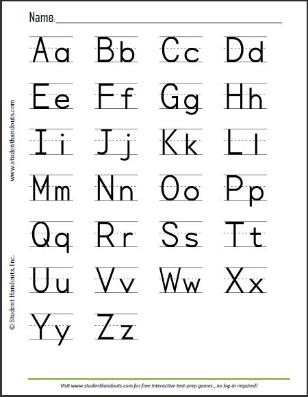 abcs print manuscript alphabet  kids student handouts