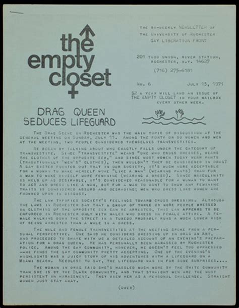 Empty Closet Archive Chronicles Four Decades Of Gay Rights Rochester News