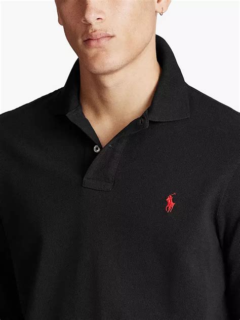 polo ralph lauren custom slim fit long sleeve polo shirt polo black