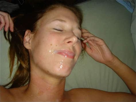 slutty brunette with cummed face