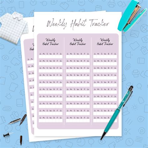 weekly habit tracker template template printable