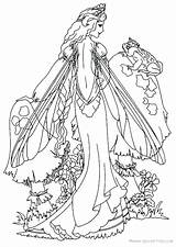 Coloring Pages Fantasy Pagan Adults Adult Printable Fairies Fee Coloriage Print Detailed Mermaids Imprimer Digi Stamps Kids Fairy Getcolorings Fun sketch template